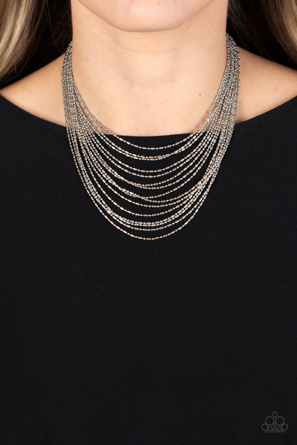 Cascading Chains -  Paparazzi Necklace -Silver
