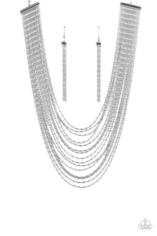 Cascading Chains -  Paparazzi Necklace -Silver